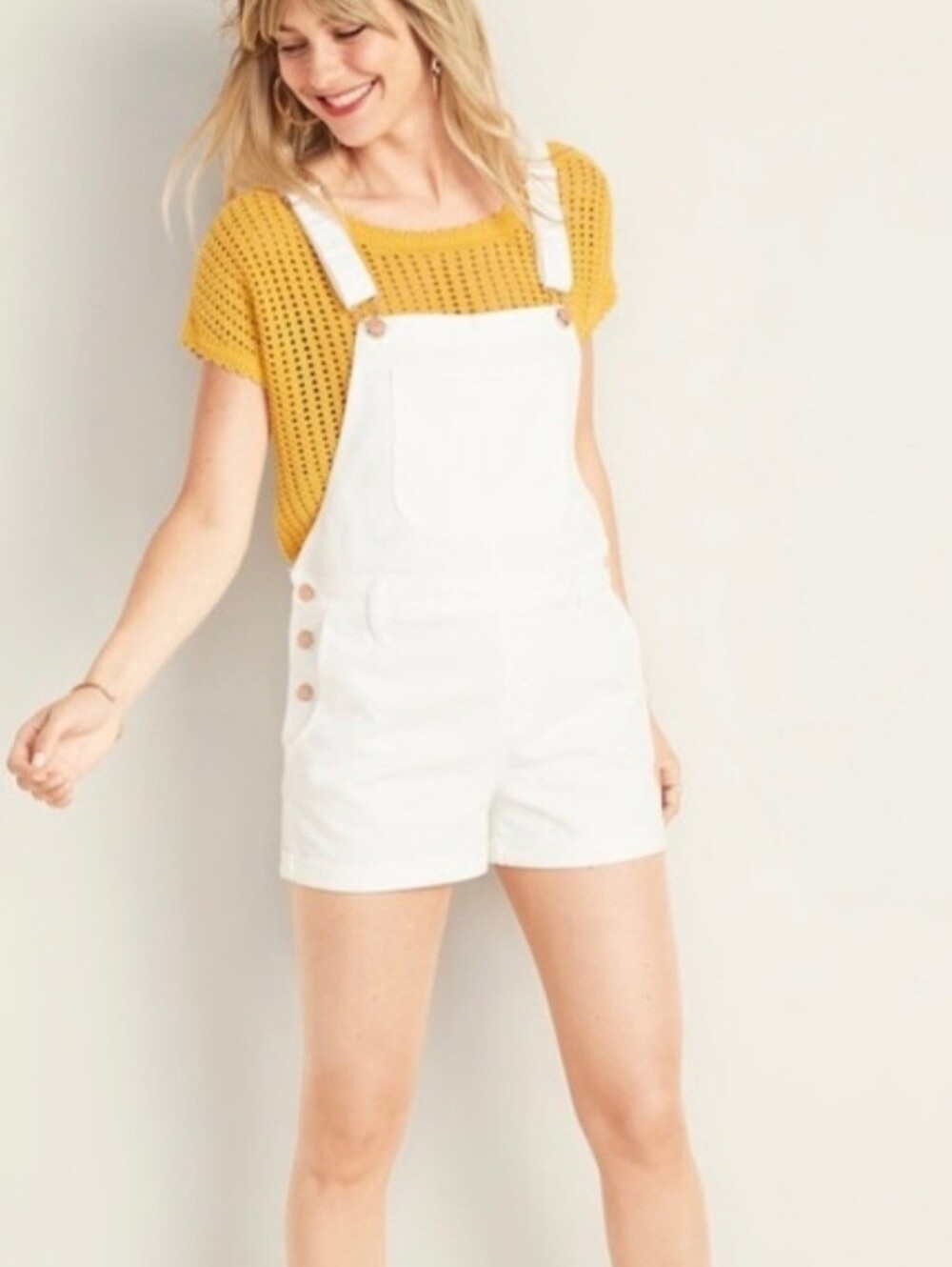 Old Navy | White Denim Short Overalls / Shortalls -| Women's Size Small